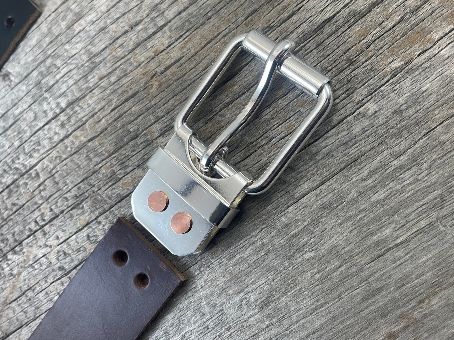 Big and Tall Belt - 1.5" Solid Sterling Silver Belt-Plate Buckle on Custom Leather Strap (SB-01)1.5