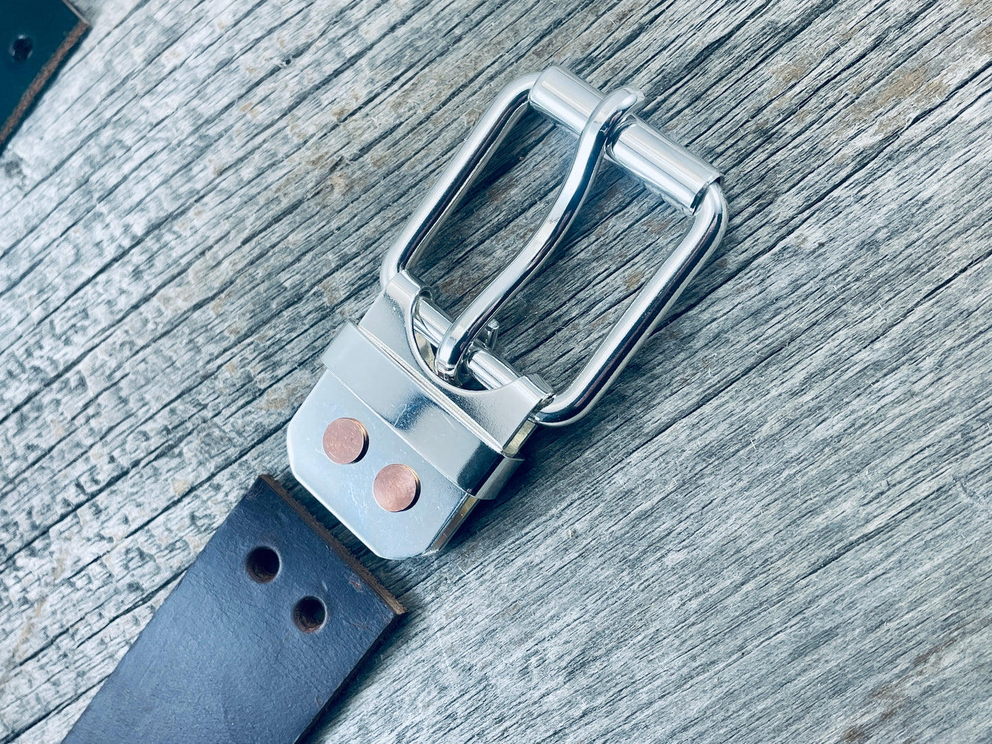 Big and Tall Belt - 1.5" Solid Sterling Silver Belt-Plate Buckle on Custom Leather Strap (SB-01)1.5