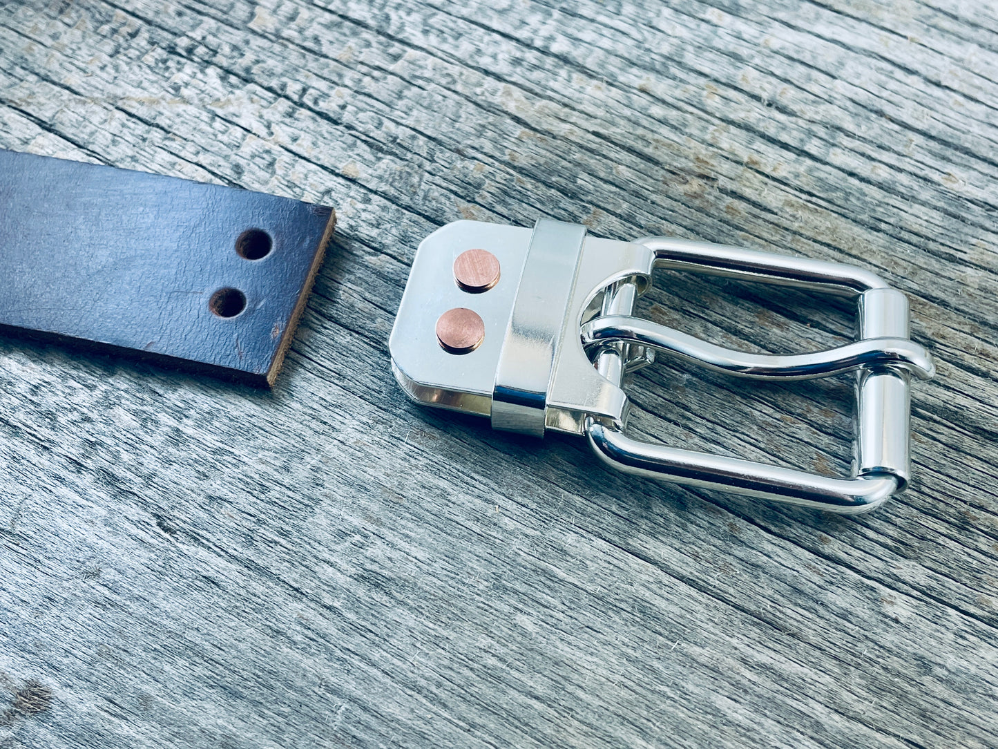 Big and Tall Belt - 1.5" Solid Sterling Silver Belt-Plate Buckle on Custom Leather Strap (SB-01)1.5