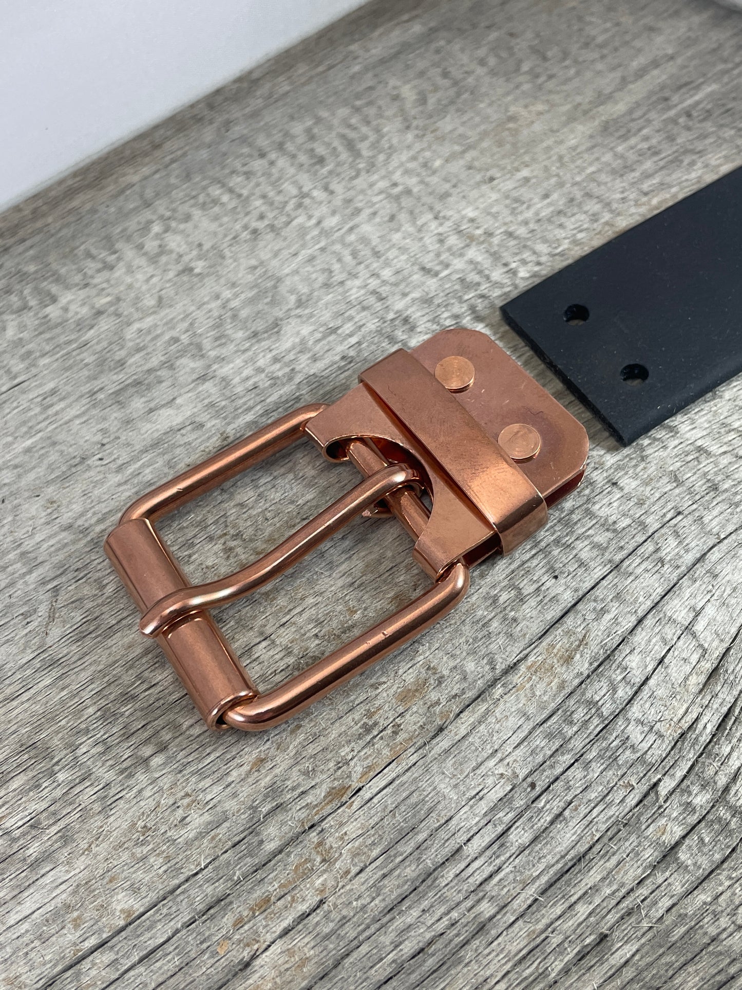 Big and Tall Belt - 1.5" Solid Copper Belt-Plate Buckle on Custom Leather Strap (CB-01)1.5