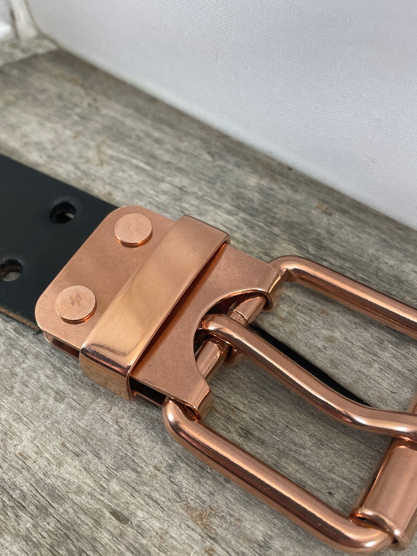 Big and Tall Belt - 1.5" Solid Copper Belt-Plate Buckle on Custom Leather Strap (CB-01)1.5