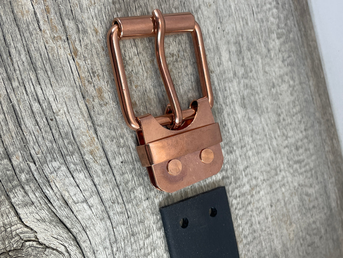 Big and Tall Belt - 1.5" Solid Copper Belt-Plate Buckle on Custom Leather Strap (CB-01)1.5