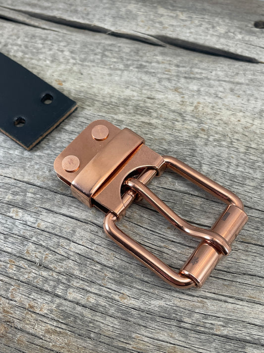 Big and Tall Belt - 1.5" Solid Copper Belt-Plate Buckle on Custom Leather Strap (CB-01)1.5